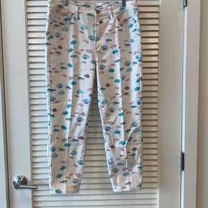 Talbots Flawless High Waist Jegging Crop Size 12 White/Fish Pattern